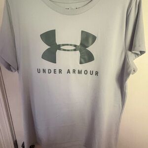 Under Armour Light Gray Short Sleeve Logo Tee with Dark Gray Emblem